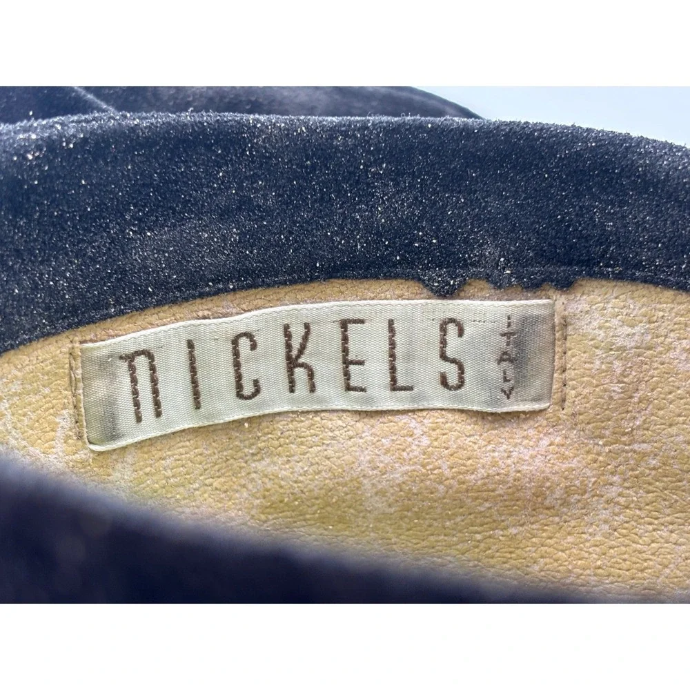 VINTAGE NICKELS Tall Riding Boot Black Leather Suede Knee High‎ Point Toe Shoe 7